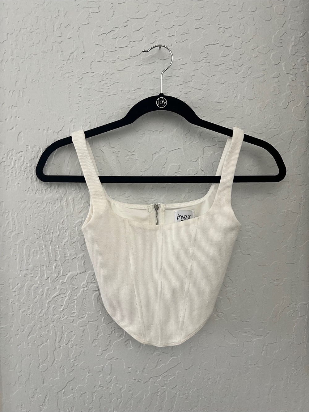 Princess Polly Cream Ribbed Bustier Crop Top